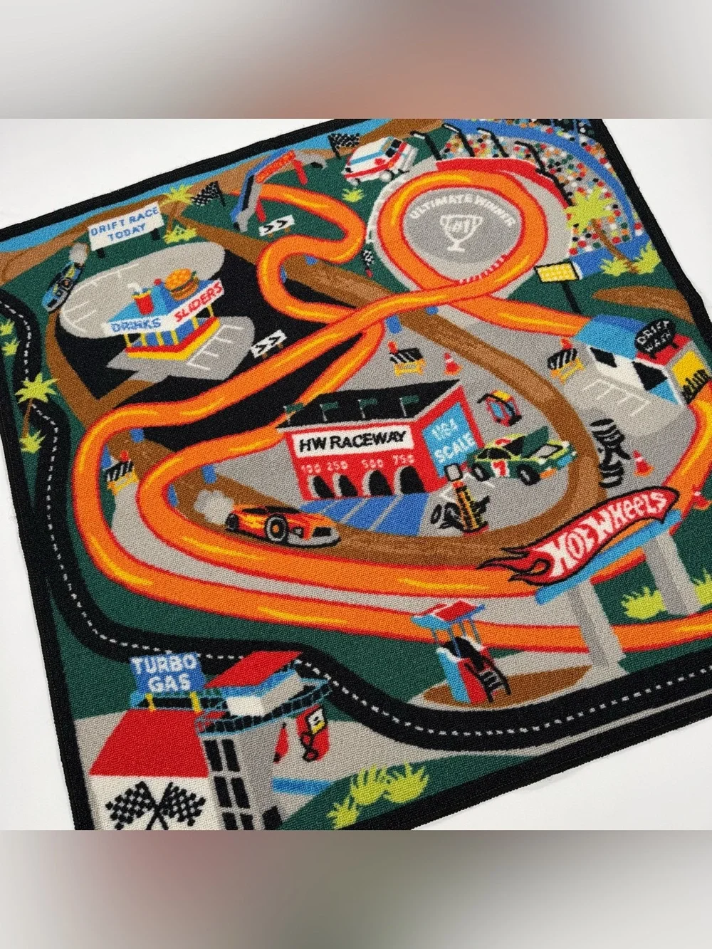 Hot Wheels Drift Raceway Play Rug Carpet Mat 39x39 2009 Mattel Gertmenian 1/64